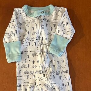 Finn + Emma Footed Sleeper Onesie 0-3 months Camping Theme w/ fold over cuffs